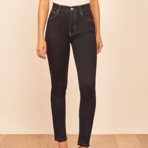 Reformation black and white contrast trim stretch skinny jeans